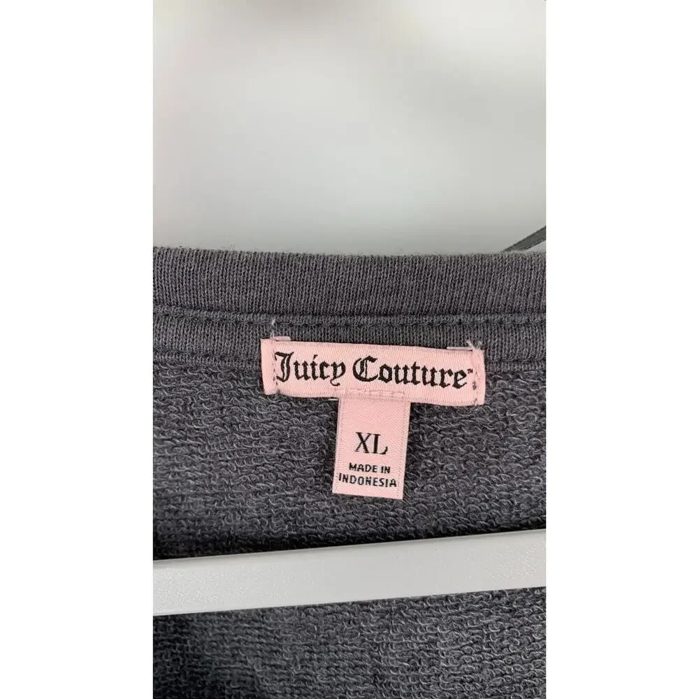 Juicy Couture Women's Vintage Charm Sweater Knitted Short Sleeve Gray Size XL